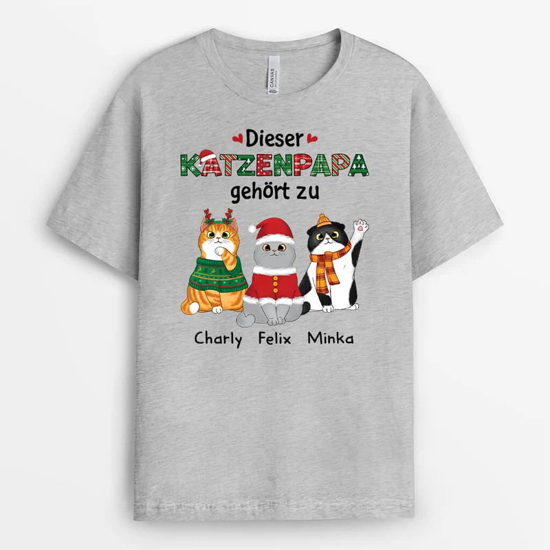 Katzenmama Dieser Katzenpapa Gehört Zu - Personalisiertes Geschenk | T-shirt für Katzenliebhaber