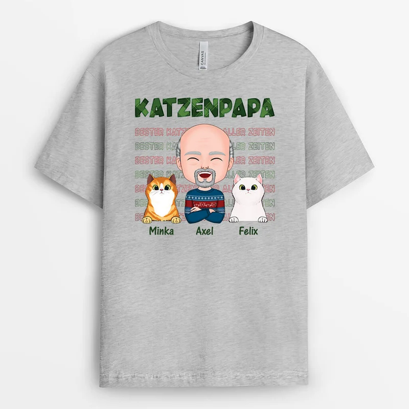 Katzenpapa Zu Weihnachten - Personalisiertes Geschenk | T-shirt für Katzenliebhaber