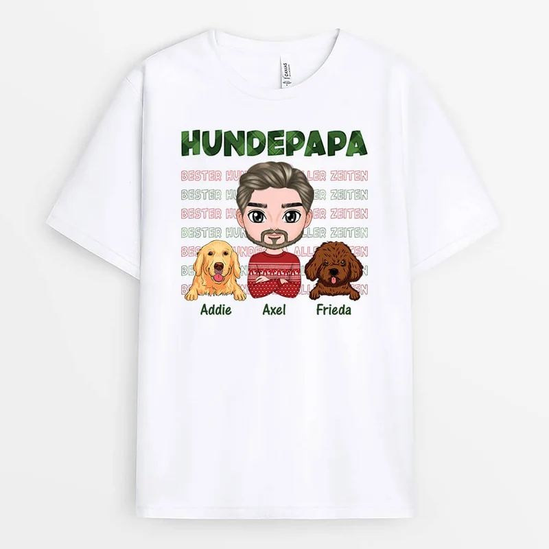 Hundepapa Zu Weihnachten - Personalisiertes Geschenk | T-shirt für Hundeliebhaber