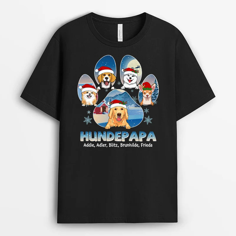 Cooler Hundepapa Weihnachten - Personalisiertes Geschenk | T-shirt für Hundeliebhaber