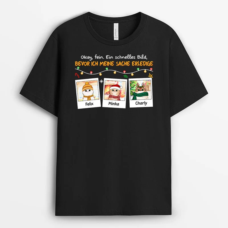 Meine Katzen Sind Süchtig Nach Weihnachtsfotos - Personalisiertes Geschenk | T-shirt für Katzenliebhaber