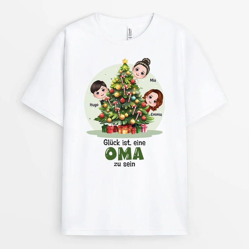 Glücklich Sein Bedeutet Oma Zu Sein Weihnachten - Personalisiertes Geschenk | T-shirt für Omas