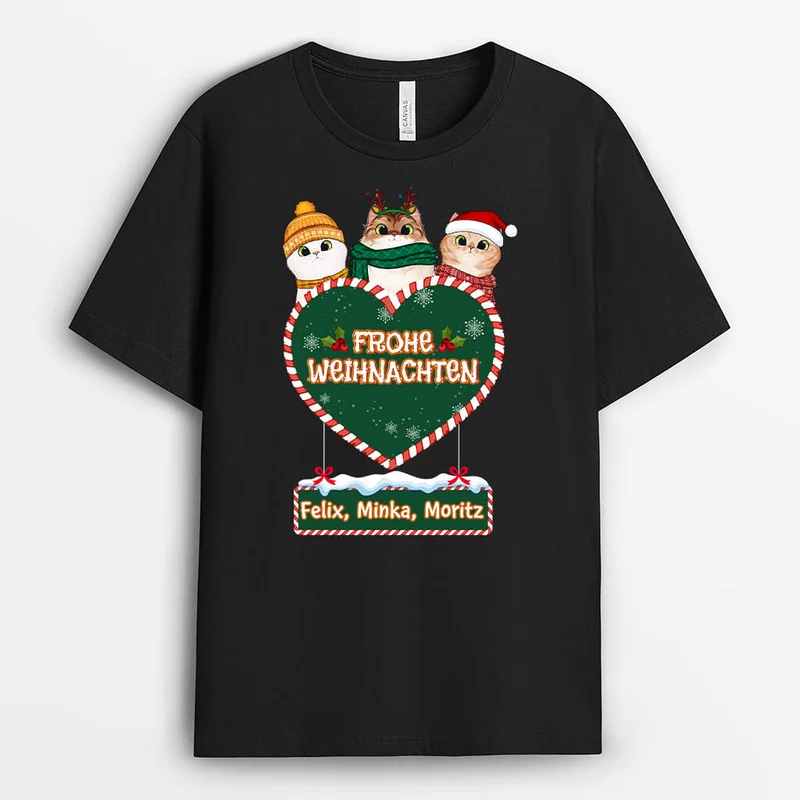 Schnurrige Weihnachten - Personalisiertes Geschenk | T-shirt für Katzenliebhaber