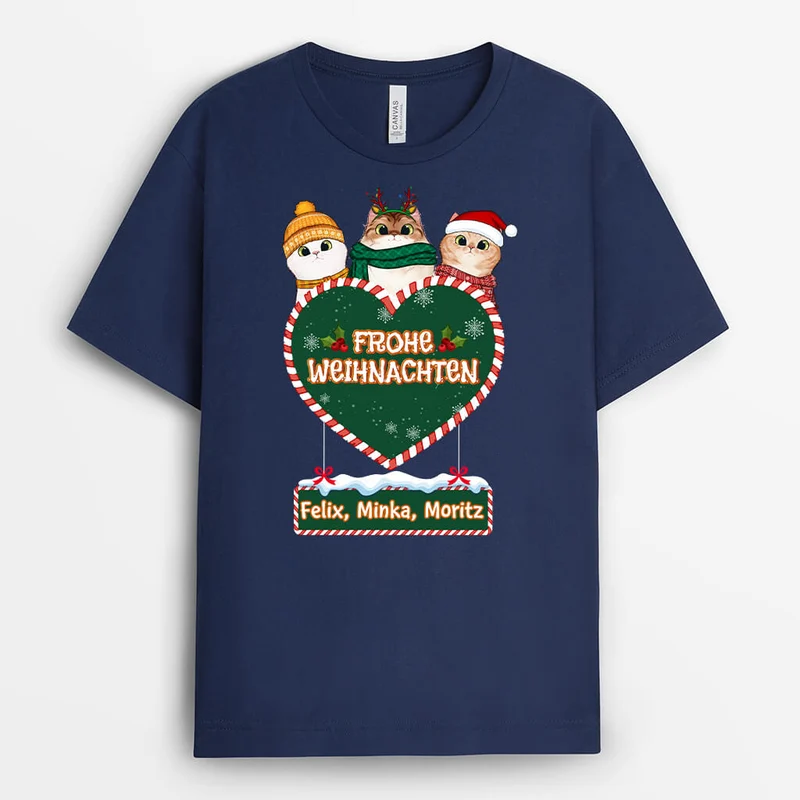 Schnurrige Weihnachten - Personalisiertes Geschenk | T-shirt für Katzenliebhaber