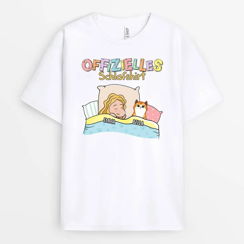 Offizielles Schlafshirt Mit Katzen - Personalisiertes Geschenk | T-shirt für Katzenbesitzer