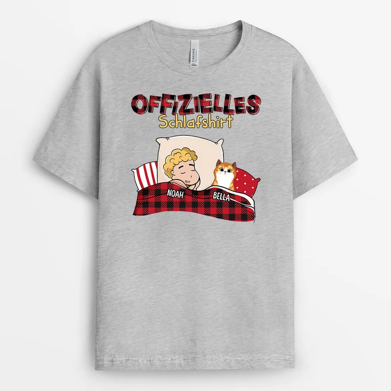 Offizielles Schlafshirt Mit Katzen - Personalisiertes Geschenk | T-shirt für Katzenbesitzer