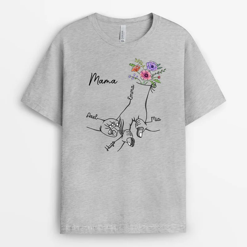Mamas Omas Hand Halten - Personalisiertes Geschenk | T-SHIRT FÜR OMA/MAMA