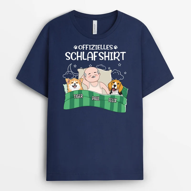 Offizielles Schlafshirt Mit Hunde - Personalisiertes Geschenk | T-Shirt für Hundeliebhaber