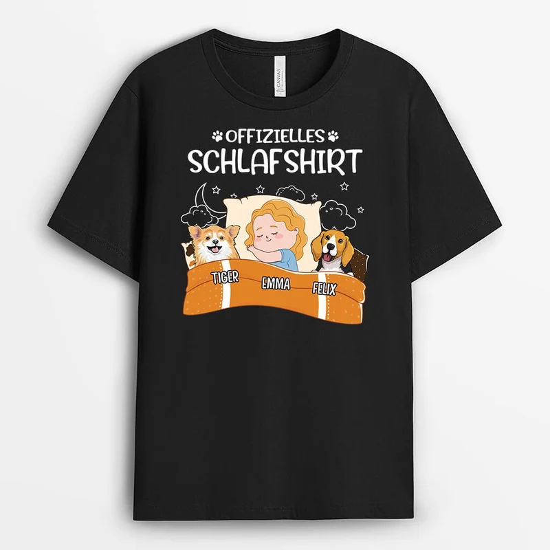 Offizielles Schlafshirt Mit Hunde - Personalisiertes Geschenk | T-Shirt für Hundeliebhaber