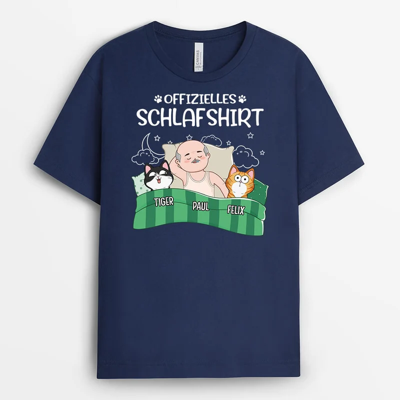 Offizielles Schlafshirt Mit Katzen - Personalisiertes Geschenk | T-Shirt für Katzenliebhaber