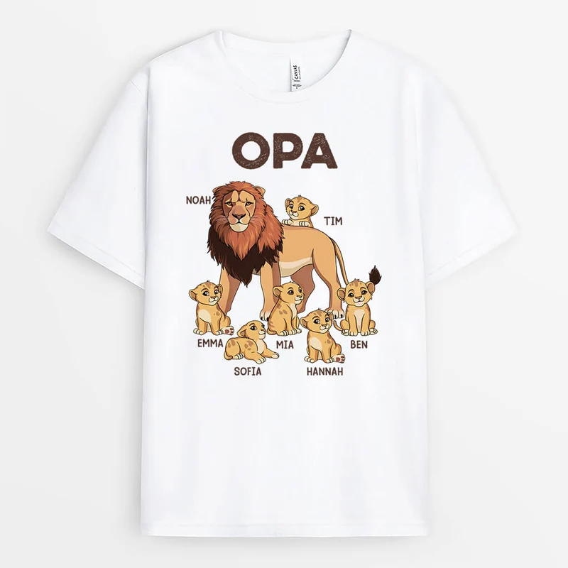 Papa Löwe Und Seine Löwenkinder - Personalisiertes Geschenk | T-Shirt für Papas