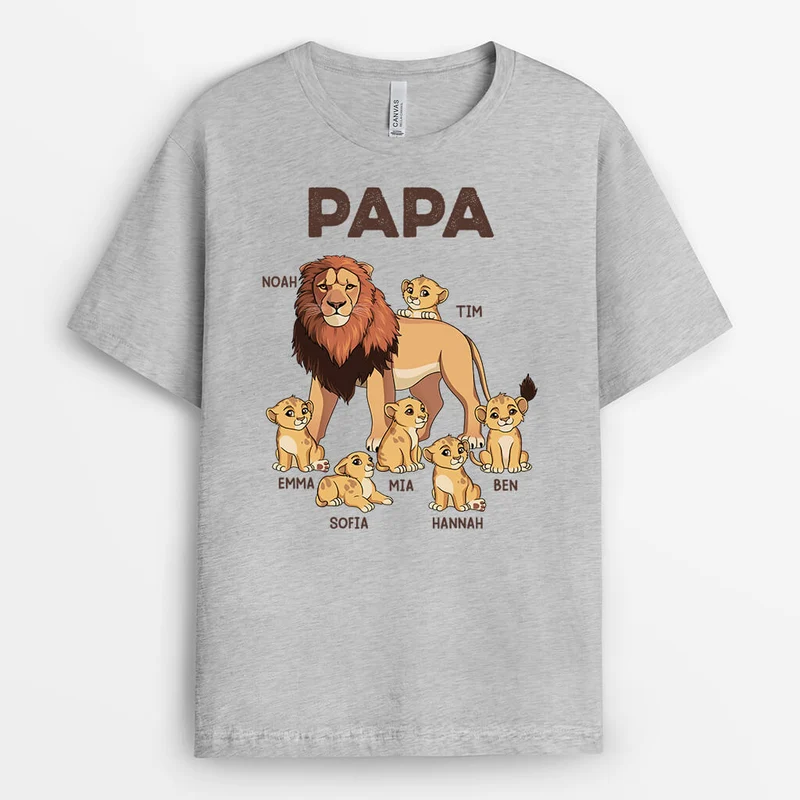 Papa Löwe Und Seine Löwenkinder - Personalisiertes Geschenk | T-Shirt für Papas