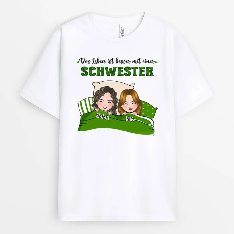 Leben Ist Toller Mit Schwestern - Personalisiertes Geschenk | T-shirts Für Schwestern