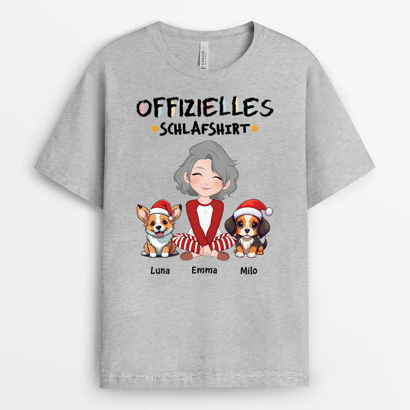 Offizielles Schlafshirt Mit Hunden - Personalisiertes Geschenk | T-shirt für Hundeliebhaber
