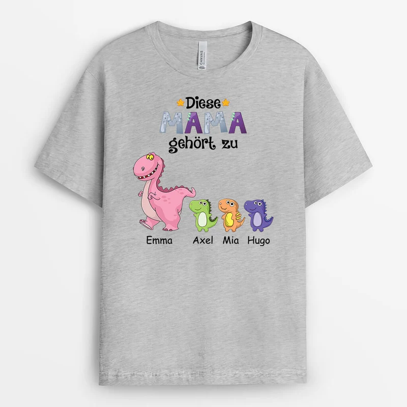 Mama Oma Gehört Zu Mit Dinosaurier - Personalisiertes Geschenk | T-shirt für Mamas/Omas