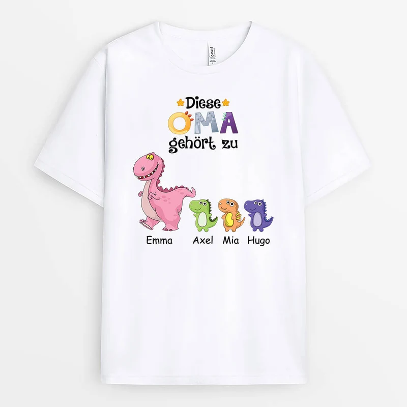 Mama Oma Gehört Zu Mit Dinosaurier - Personalisiertes Geschenk | T-shirt für Mamas/Omas