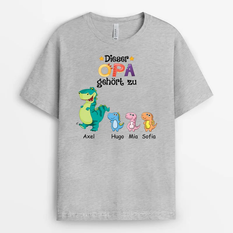 Papa Opa Gehört Zu Mit Dinosaurier - Personalisiertes Geschenk | T-shirt für Papas/Opas
