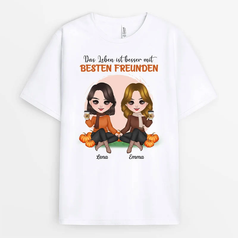 Personalisiertes Das Leben Ist Besser Mit Liebe Besties T-shirt