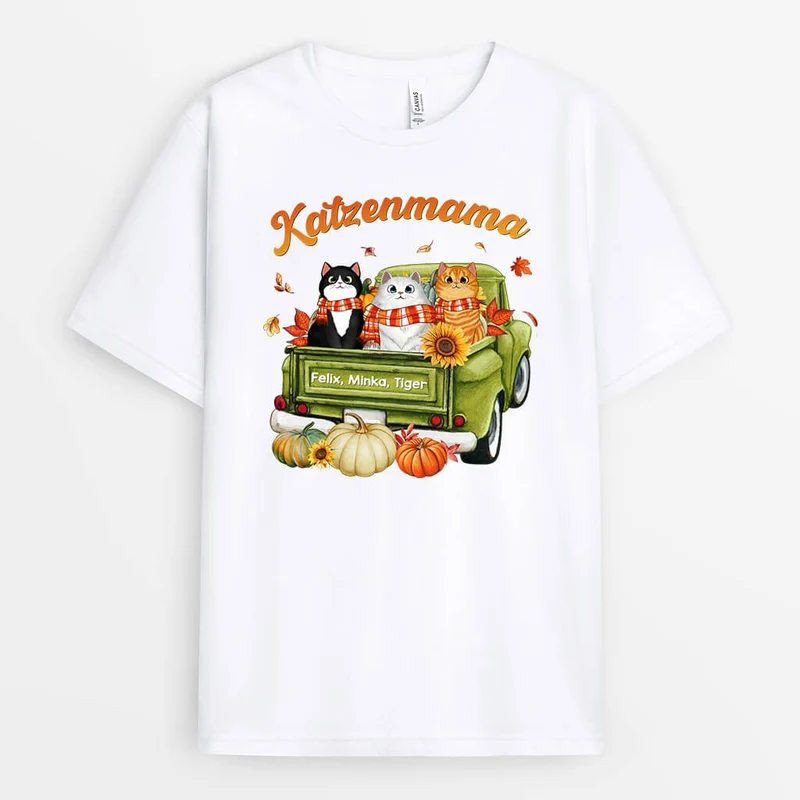 Personalisiertes Katzenmama Katzenpapa Süße Herbstsaison T-shirt