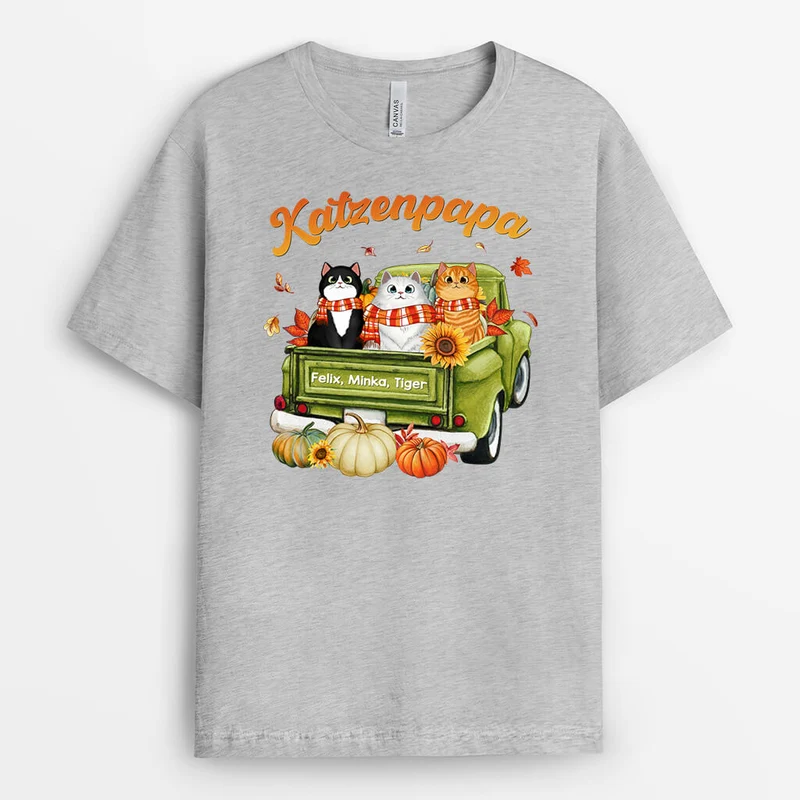 Personalisiertes Katzenmama Katzenpapa Süße Herbstsaison T-shirt