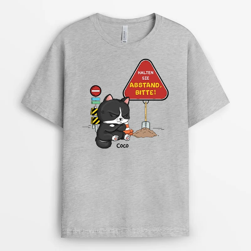 Halten Sie Abstand Bitte - Personalisiertes Geschenk | T-Shirt für Katzenliebhaber