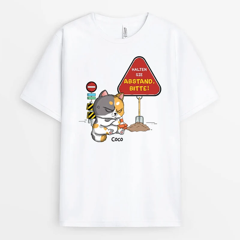 Halten Sie Abstand Bitte - Personalisiertes Geschenk | T-Shirt für Katzenliebhaber