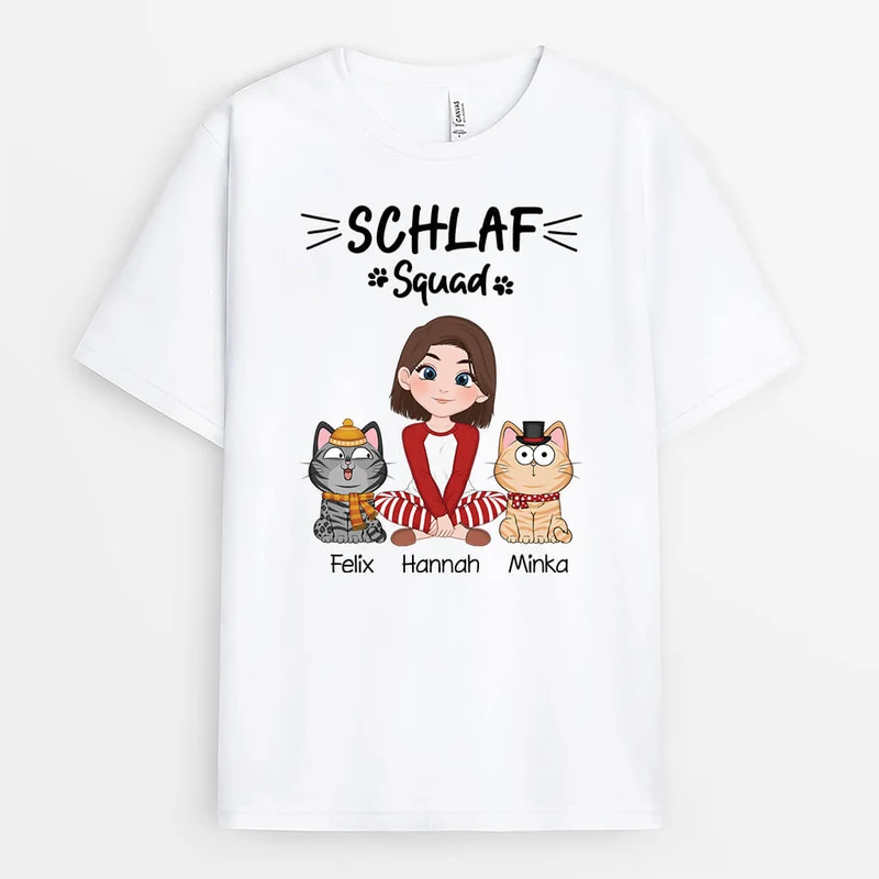 Schlaf Squad - Personalisiertes Geschenk | T-Shirt für Katzenbesitzer