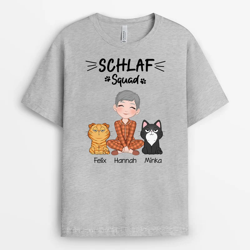 Schlaf Squad - Personalisiertes Geschenk | T-Shirt für Katzenbesitzer