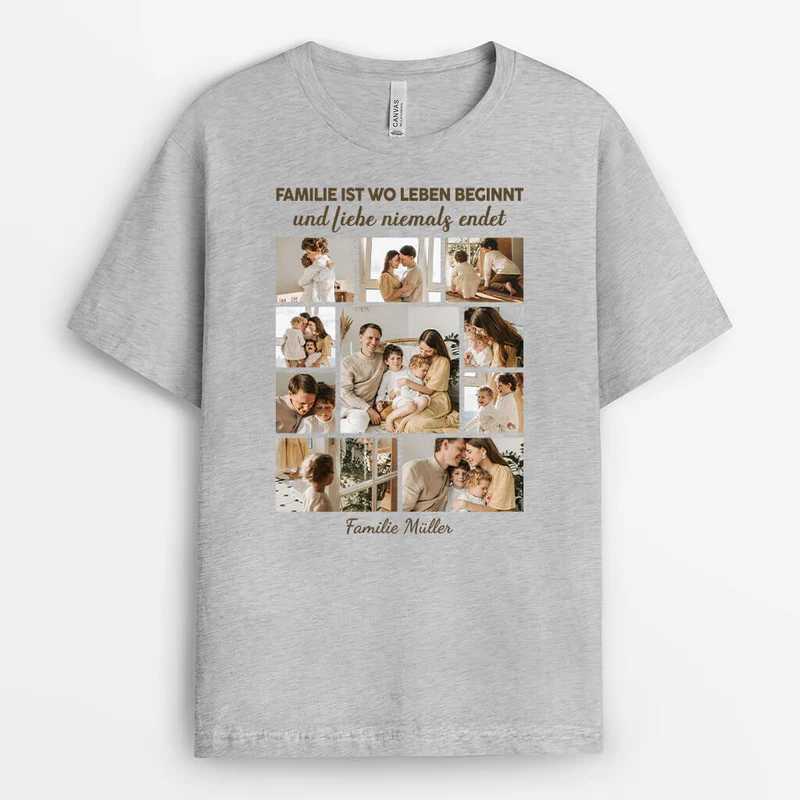 Familie Ist Liebe Das Ist Alles Was Zählt - Personalisiertes Geschenk | T-Shirt mit Fotos für die Familie