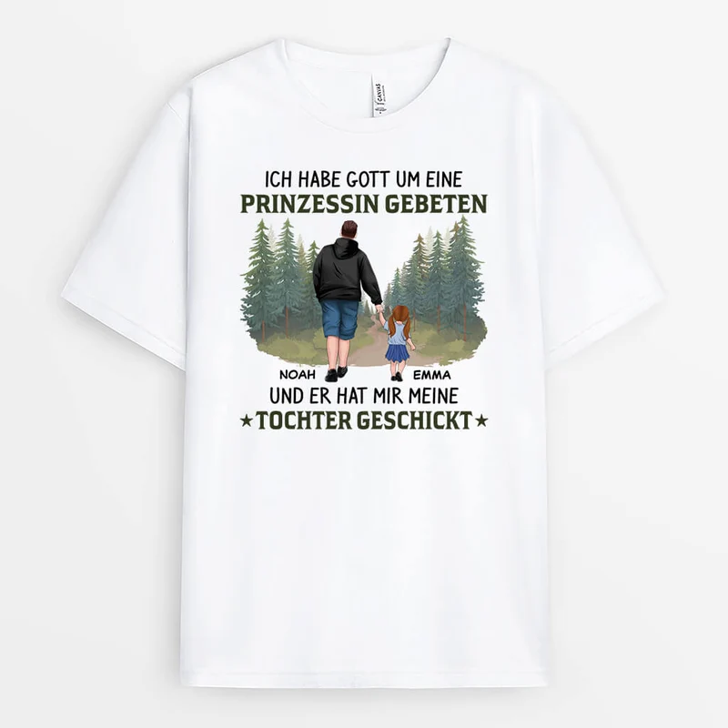Ich Bat Gott Er Schickte Mir Meine Tochter/Meinen Sohn - Personalisiertes Geschenk | T-Shirt für Papas