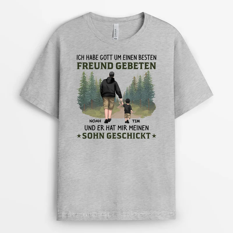 Ich Bat Gott Er Schickte Mir Meine Tochter/Meinen Sohn - Personalisiertes Geschenk | T-Shirt für Papas