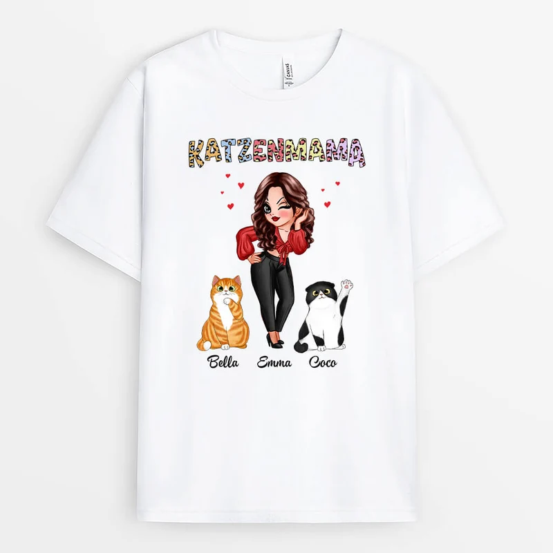 Katzenmama - Personalisiertes Geschenk | T-shirt für Katzenliebhaber