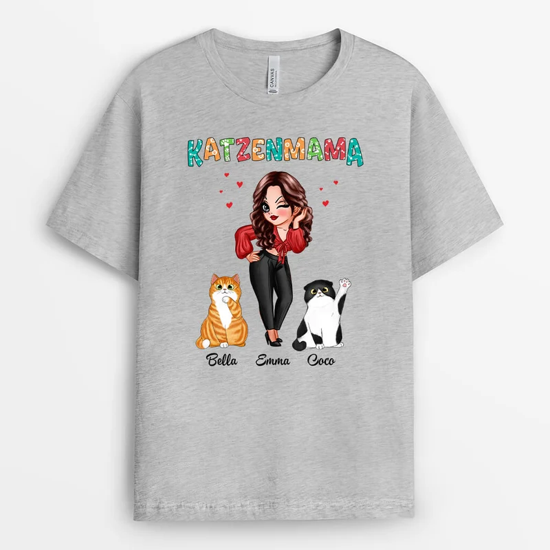 Katzenmama - Personalisiertes Geschenk | T-shirt für Katzenliebhaber