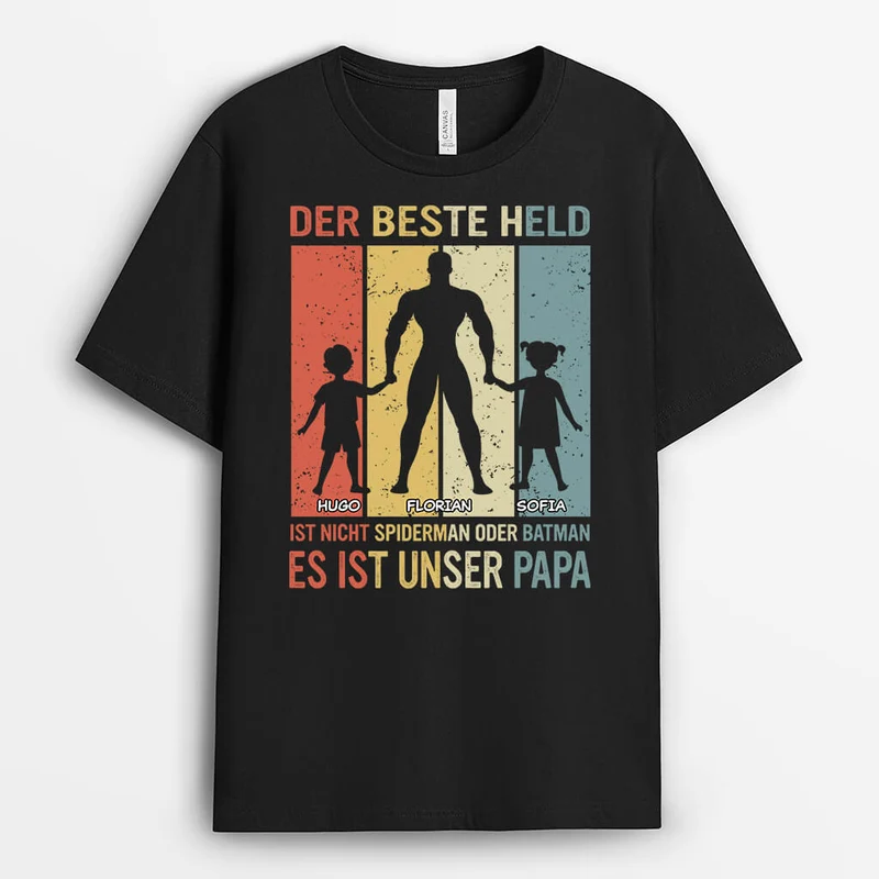 Der Beste Held Ist Nicht Spiderman Oder Batman Es Ist Mein/Unser Vater - Personalisiertes Geschenk | T-shirt für Opas/Papas