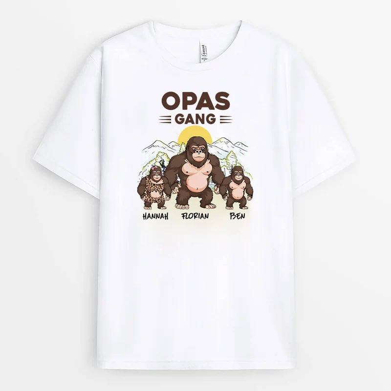Papas/Opas Bande Bär Affe - Personalisiertes Geschenk | T-Shirt für Männer