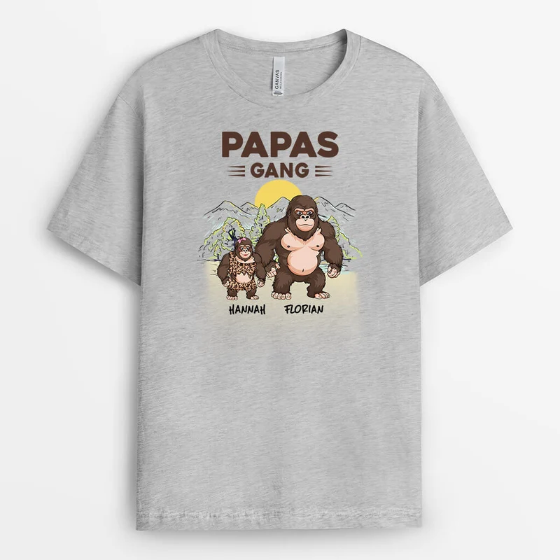 Papas/Opas Bande Bär Affe - Personalisiertes Geschenk | T-Shirt für Männer