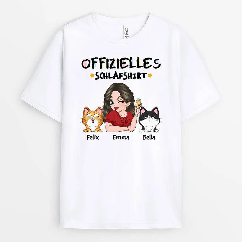 Offizielles Schlafshirt - Personalisiertes Geschenk | T-Shirt für Katzenliebhaber