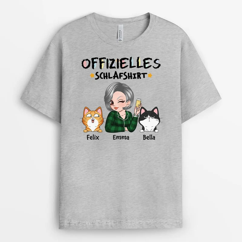 Offizielles Schlafshirt - Personalisiertes Geschenk | T-Shirt für Katzenliebhaber