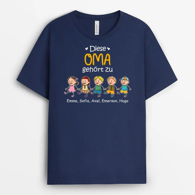 Dieser Opa/Papa Gehört Zu Hand in Hand - Personalisiertes Geschenk | T-Shirt für Männer