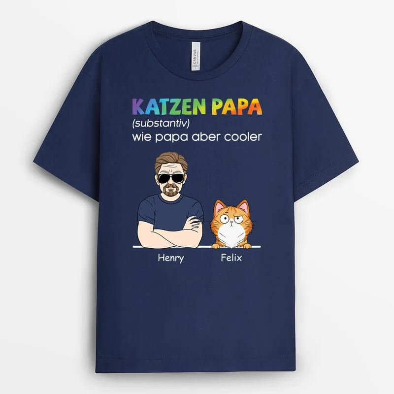 Definition Katzenpapa - Personalisiertes Geschenk | T-Shirt für Katzenliebhaber