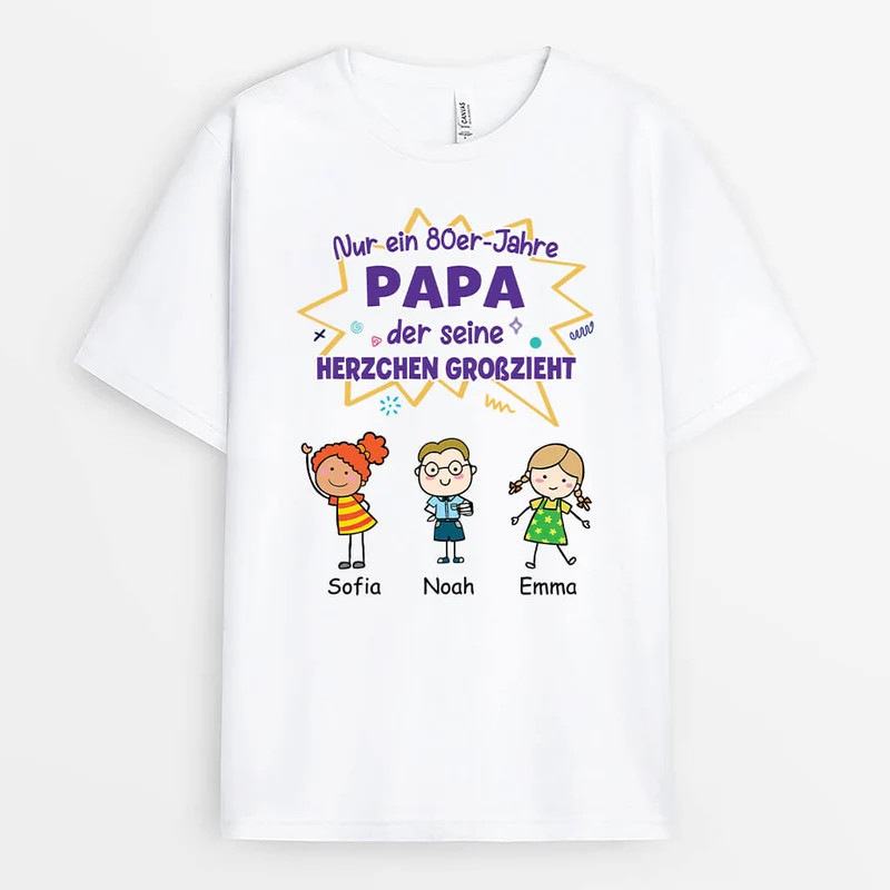 Nur Ein 80er-Jahre-Vater Der Seine Herzchen Großzieht - Personalisiertes Geschenk | T-Shirt für Papas