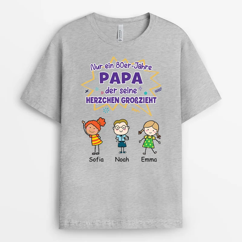 Nur Ein 80er-Jahre-Vater Der Seine Herzchen Großzieht - Personalisiertes Geschenk | T-Shirt für Papas