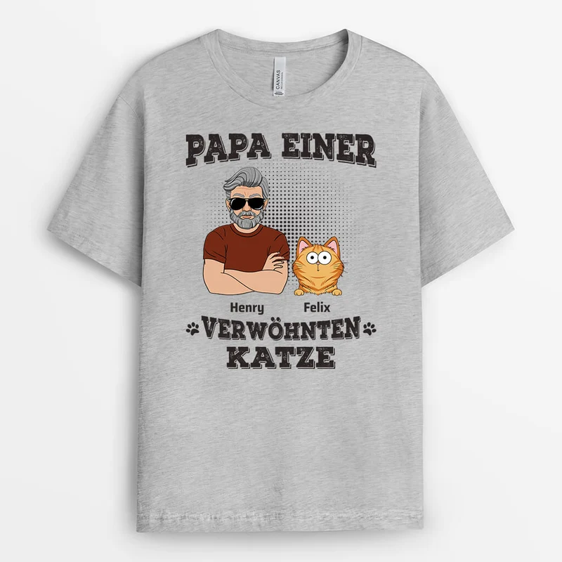 Papa Einer Verwöhnten Katze - Personalisiertes Geschenk | T-shirt für Katzenliebhaber