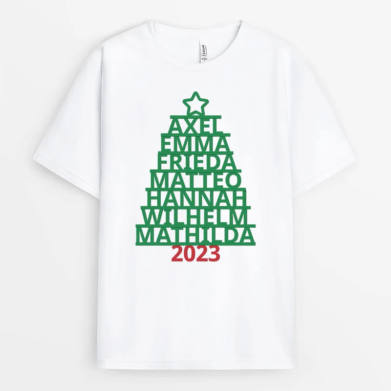 Familien Weihnachtsbaum - Personalisiertes Geschenk | T-shirt für die Familie
