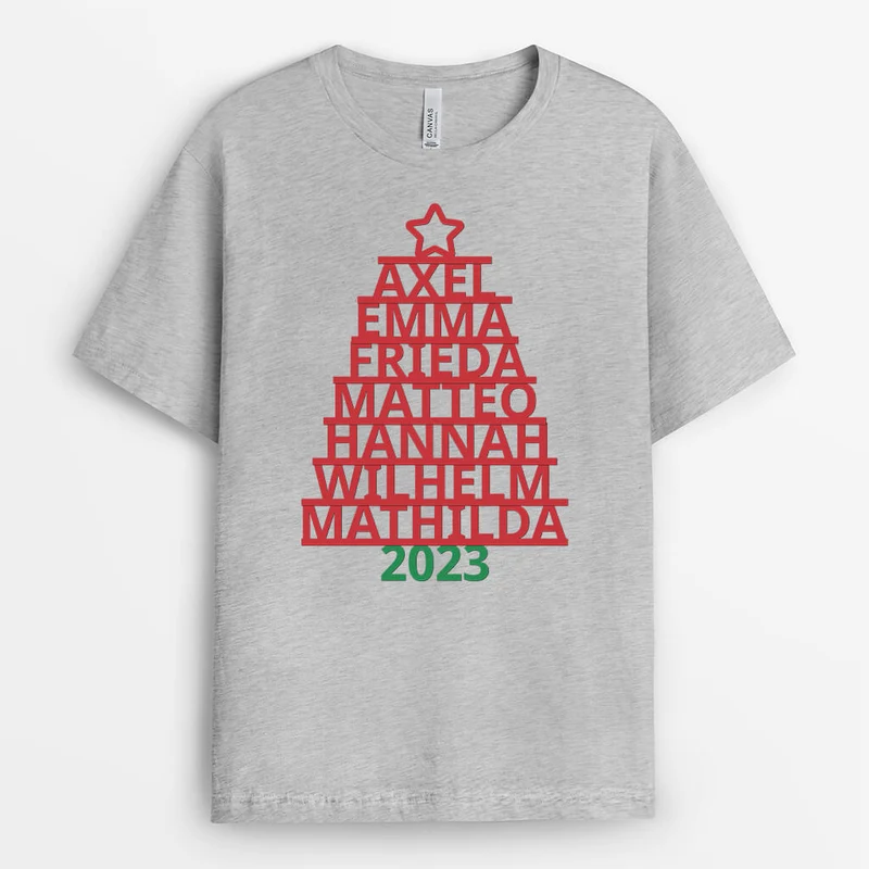 Familien Weihnachtsbaum - Personalisiertes Geschenk | T-shirt für die Familie