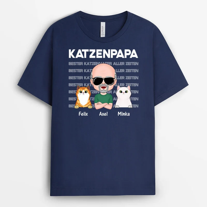 Cooler Katzenpapa - Personalisiertes Geschenk | T-shirt für Katzenliebhaber