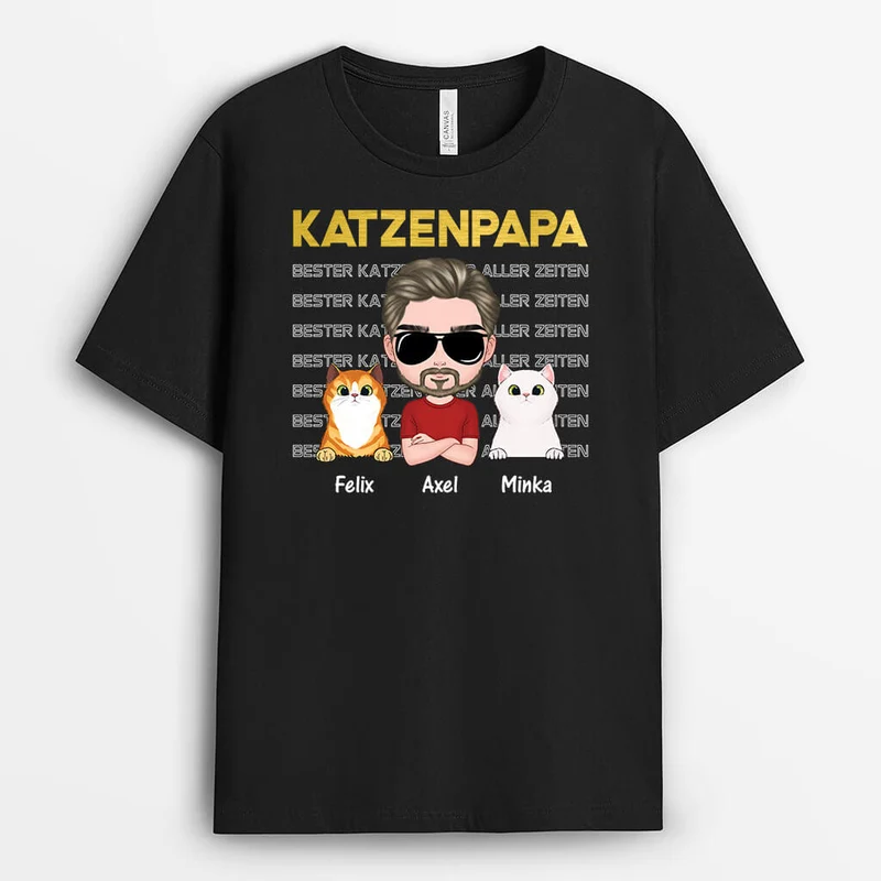 Cooler Katzenpapa - Personalisiertes Geschenk | T-shirt für Katzenliebhaber