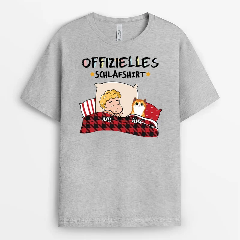 Offizielles Schlafshirt Mit Katzen - Personalisiertes Geschenk | T-shirt für Katzenliebhaber
