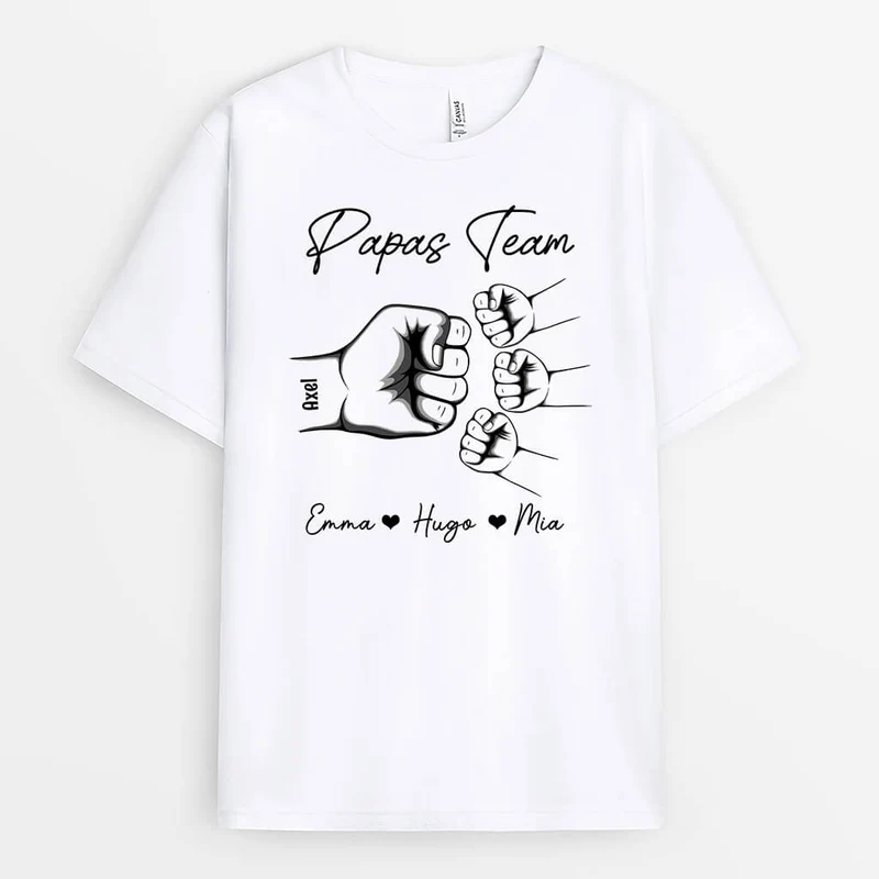 Papas Team Mit Faust - Personalisiertes Geschenk | T-shirt für Papas