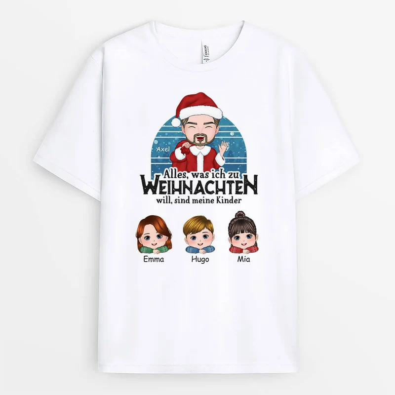 Alles was ich zu Weihnachten will sind meine Enkelkinder - Personalisiertes Geschenk | T-shirt für Großeltern